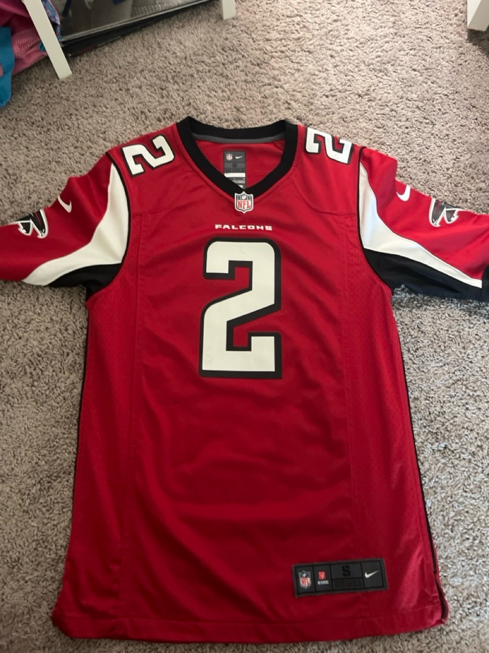 Nike Red Falcons #2 Football Jersey with White & Black Accents - Picture 1 of 2